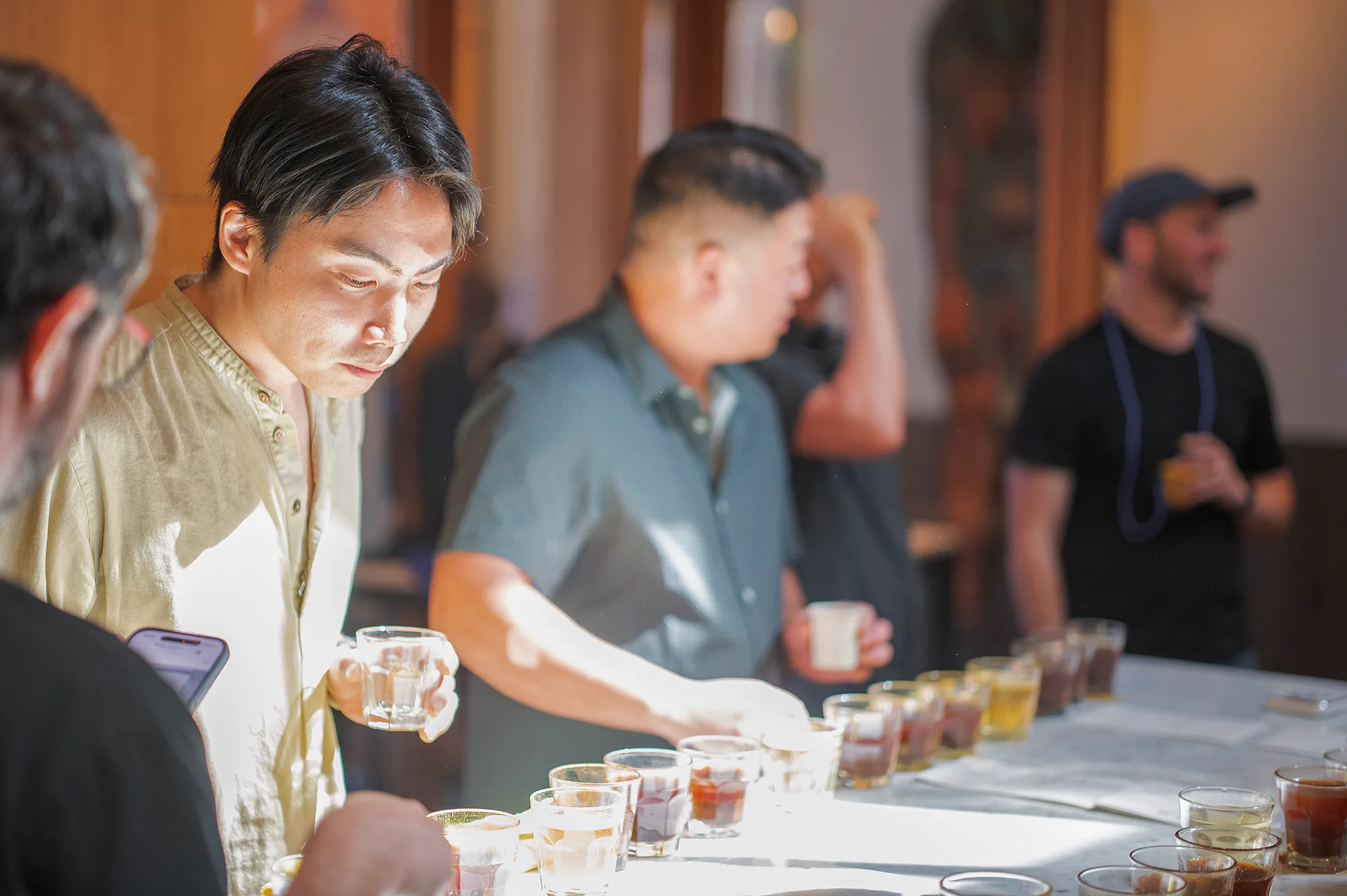 Tasting from a small glass
